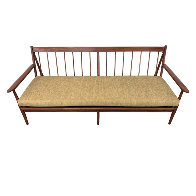 Mid-Century Modern Walnut Sofa & Arm Chair - Refinished! For Sale - Image 4 of 15