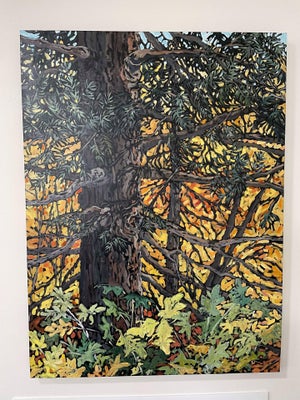 Celebrating Autumn With the Mother Tree by Deb Komitor | Oil on cradle board Autumn landscape with a tree.