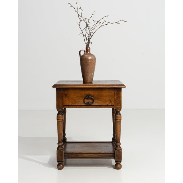 French Oak Side Table in Original Patina, Circa 1970 For Sale - Image 10 of 14