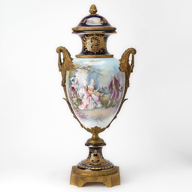Large 19th Century French Napoleon III Sèvres Style Porcelain Ormolu Mounted Urn For Sale - Image 12 of 12