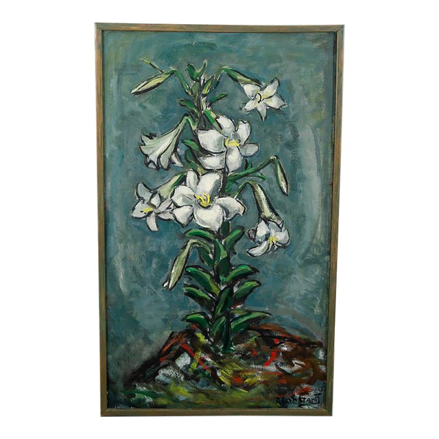 Mid Century Modern Oil Painting George Constant Art Abstract Original Lilies '43 For Sale