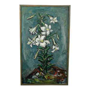 Mid Century Modern Oil Painting George Constant Art Abstract Original Lilies '43