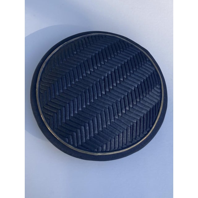 1990s Candone Wharton Raku Basketweave Patterned Lidded Vessel For Sale - Image 5 of 12