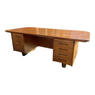 1970s Vintage Mid Century Modern Mahogany Executive Desk For Sale