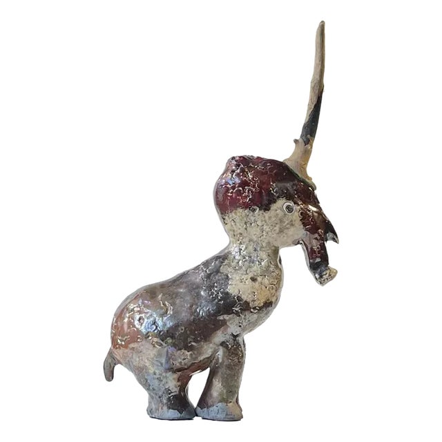 Danish Naive Fantasy Unicorn in Raku Burnt Stoneware, 2000s For Sale