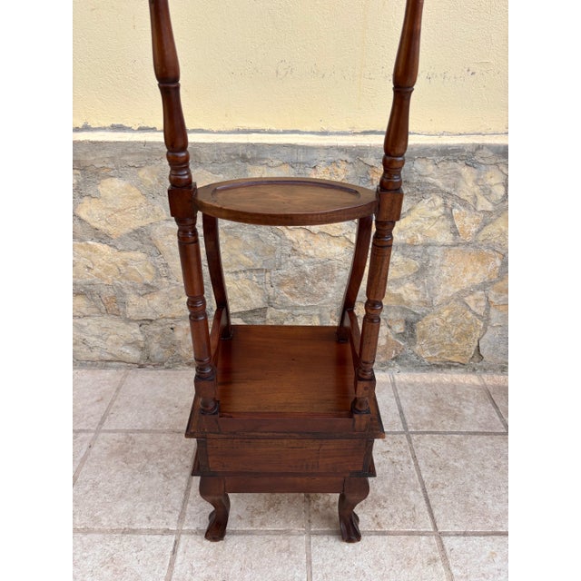 Wood Antique English Chippendale Hardwood Valet Stand With One Drawer For Sale - Image 7 of 17