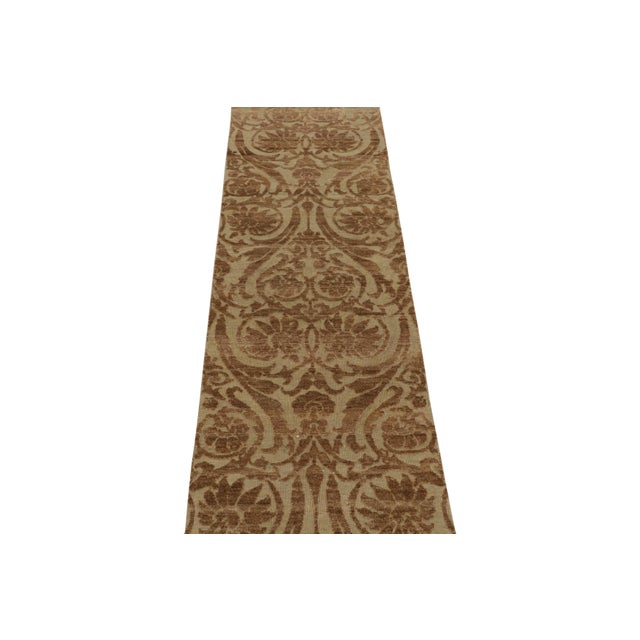 2010s 2010s Rug & Kilim’s European Style Runner in Beige With Brown Floral Patterns For Sale - Image 5 of 7