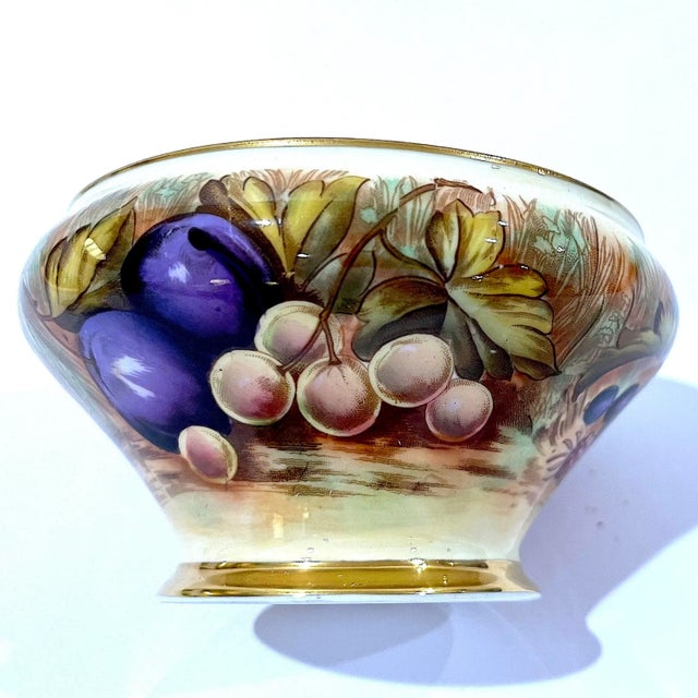 Aynsley Orchard Fruit Gold Open Sugar & Creamer Pitcher - Hand-Painted - Pair For Sale - Image 10 of 13