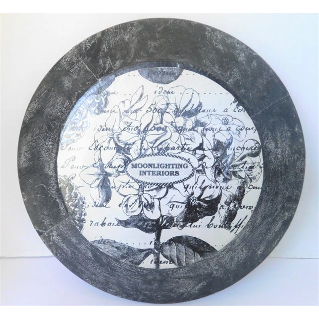 Rustic European Late 20th Century Decorative Plate, French Decoupage Rooster With Floral Border For Sale - Image 3 of 13