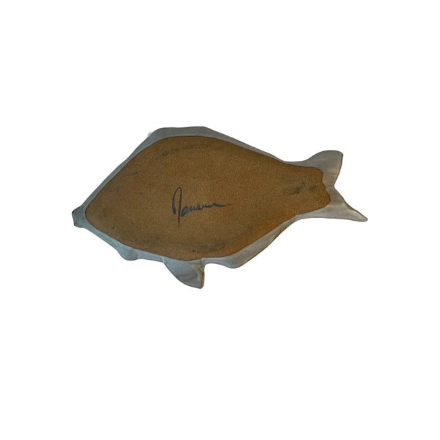 Brown Mid-Century Ceramic Vintage Artisan Signed Pottery Decorative Fish Platter For Sale - Image 8 of 13