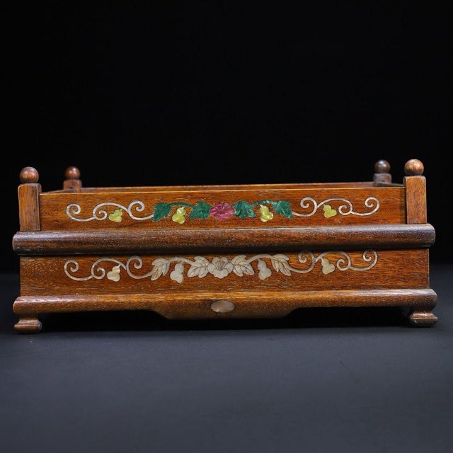 Huali Rosewood Tray Box Inlaid With Mother-of-Pearl For Sale In Los Angeles - Image 6 of 10