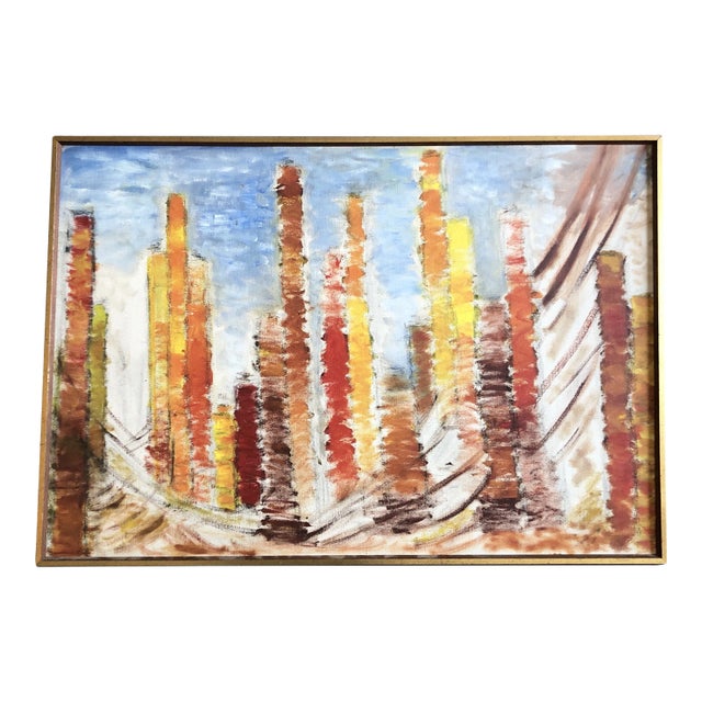 Original Vintage 1960’s Abstract Painting Framed For Sale