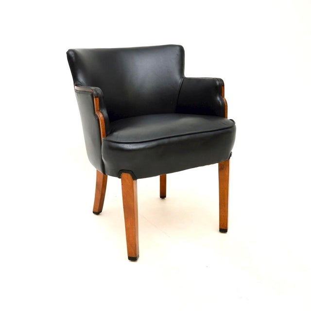 Art Deco Chair in Walnut and Leather, 1930s For Sale - Image 9 of 9