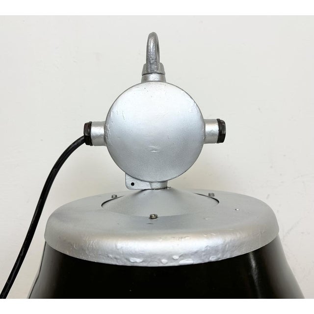 Industrial Black Enamel Factory Pendant Lamp from Elektrosvit, 1960s For Sale - Image 14 of 18