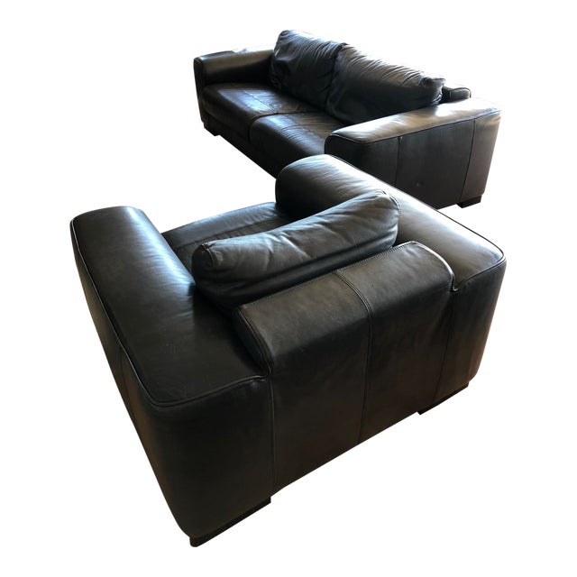 Maurice Villency Buen Retiro Leather Sofa Chair Set Chairish