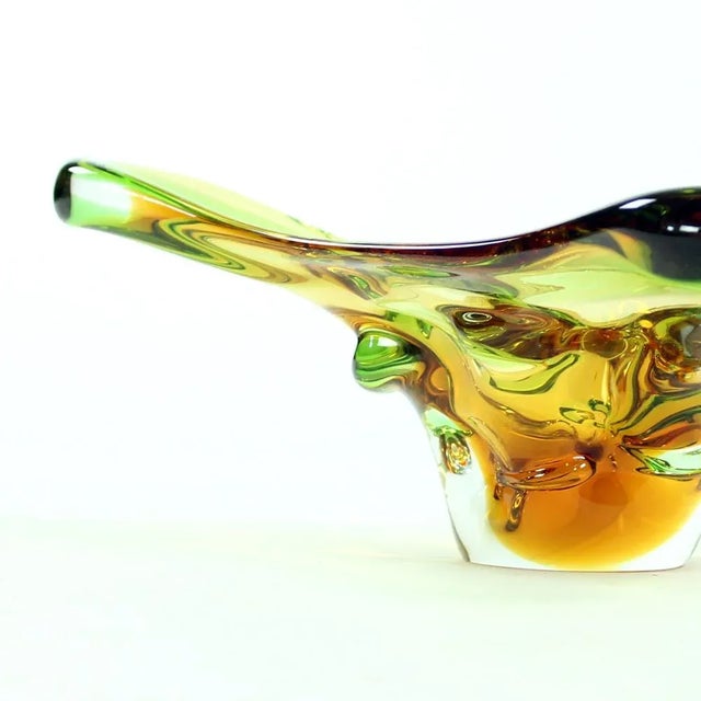 Green Mid-Century Glass Bowl by Frantisek Zemek for Mstisov Glass Factory For Sale - Image 8 of 11