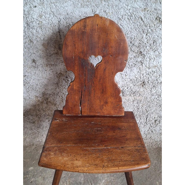 Antique Alpine Peasant Chair with Cut-Out Heart, 1700s For Sale - Image 3 of 8