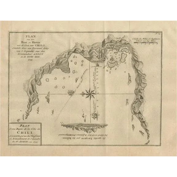 Antique Map of a Bay on the Coast of Chile, 1749 For Sale - Image 6 of 6