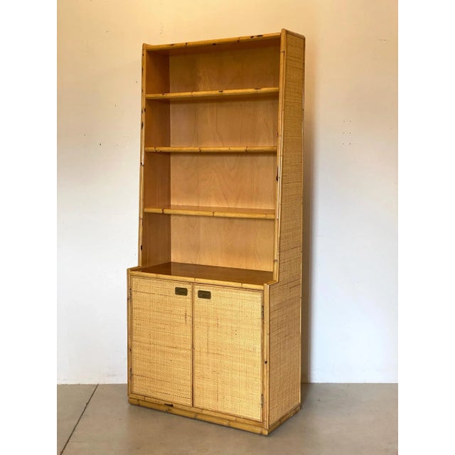 Wicker & Bamboo Bookshelf, 1970s For Sale - Image 11 of 11