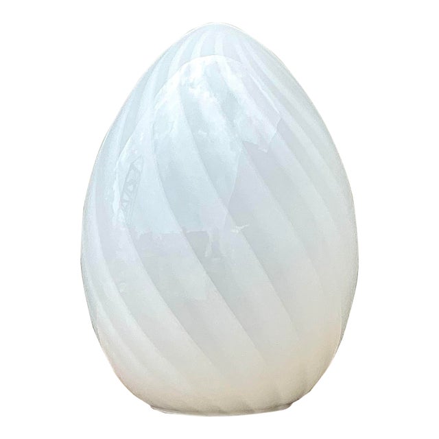Vintage Italian Swirl Glass Egg Lamp After Murano For Sale