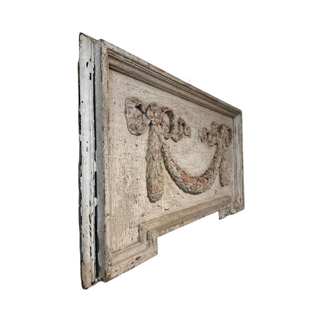 Italian Vintage Italian Arquitectonica Plaster on Wood Framed Wood Old White Patina . For Sale - Image 3 of 4