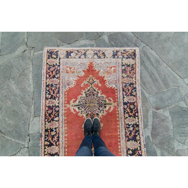 Contemporary House of Séance - 1980s Vintage Anatolian Aksaray Medallion Wool Pile Hand-Knotted Runner - 3’11” X 10’6” For Sale - Image 3 of 11