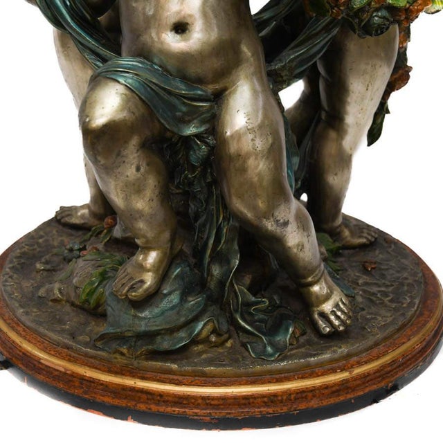 Silver Gilt and Bronze Putti Table With Glass Top For Sale - Image 4 of 10