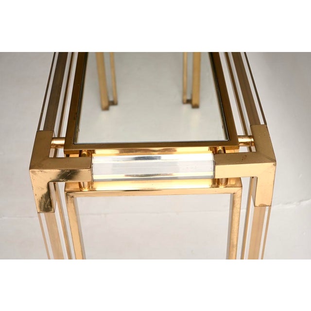Vintage Italian Acrylic and Brass Console Table, 1970 For Sale - Image 9 of 11