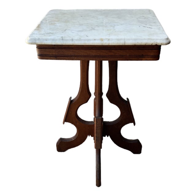 Antique Eastlake Marble Top Lamp Table / Parlor Table For Sale