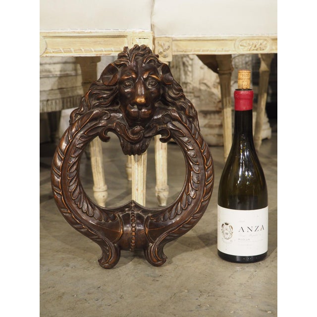 Oversized French Carved Walnut Study of a Bronze Door Knocker, 19th Century For Sale - Image 10 of 16