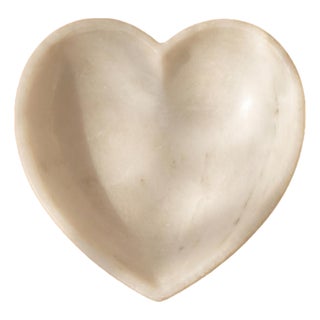 Handcrafted Indian Marble Heart Bowl – Decorative Catchall, 9” X 9” X 3” For Sale