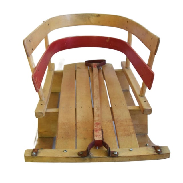American Vintage Children's Snow Pull Sled With Handle For Sale - Image 3 of 13