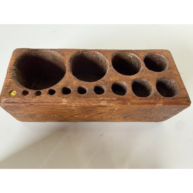 Brown 19th Century Antique French Brass Scale Weight Set With Original Wood Box For Sale - Image 8 of 12