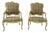 Pair Ethan Allen French Style White Open Armchairs For Sale