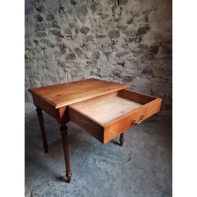 1930s Antique French Oak Writing Table with Drawer, 1930 For Sale - Image 5 of 18