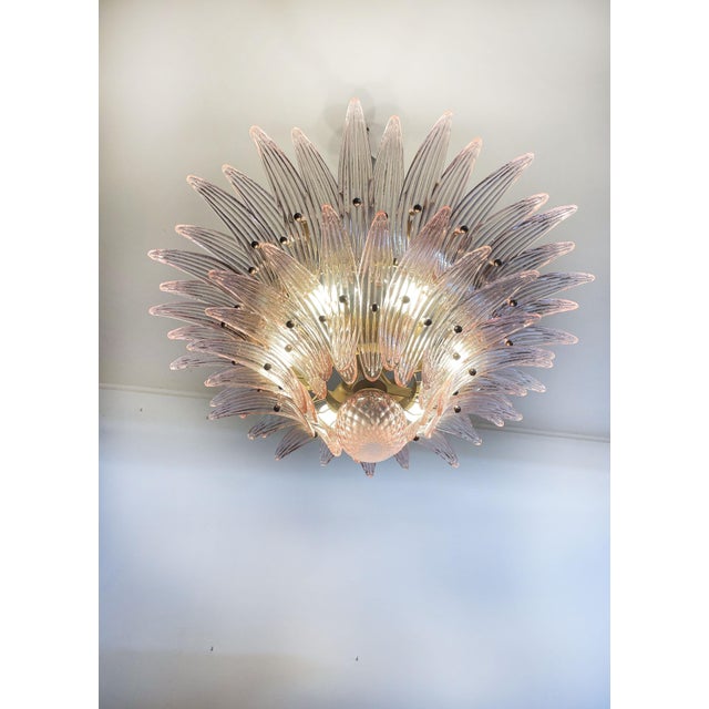 Murano Chandelier with Pink Palmette Glasses, 1990s For Sale - Image 4 of 18