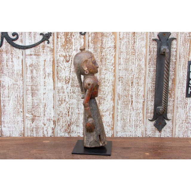 Antique Indian Goddess Wooden Statue For Sale In Los Angeles - Image 6 of 11