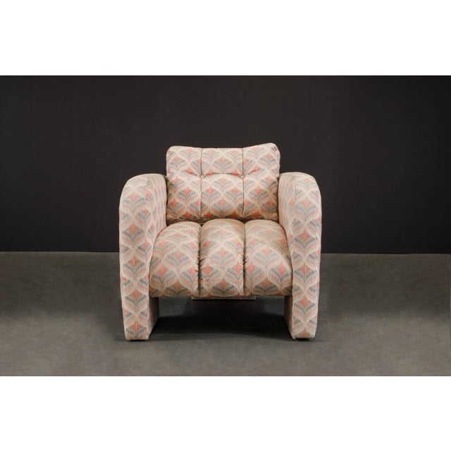 Post-Modern Channel Tufted Lounge Chairs, Attributed to Vladimir Kagan, 1980s - A Pair For Sale - Image 10 of 12