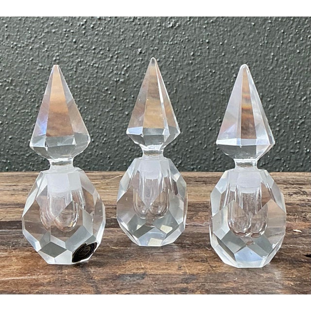 Late 20th Century Vintage Trio of Faceted Crystal Perfume Bottles For Sale - Image 5 of 12