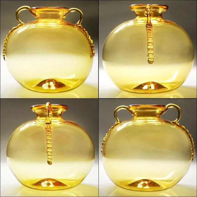 1920s Zecchin Cappellin Soffiati Italian Studio Art Glass Orb Vase For Sale - Image 4 of 12