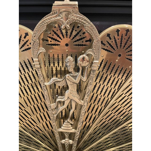 Large 44' wide folding traditional ornate fireplace fan with 9 vented fan spokes whose total area is about 12 square feet....