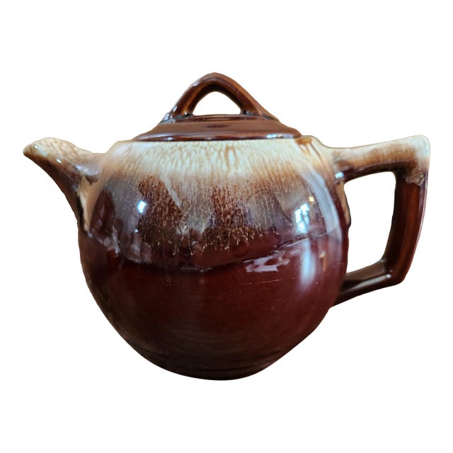 Mid Century 1970s Vintage McCoy Pottery Brown Drip Tea Pot For Sale
