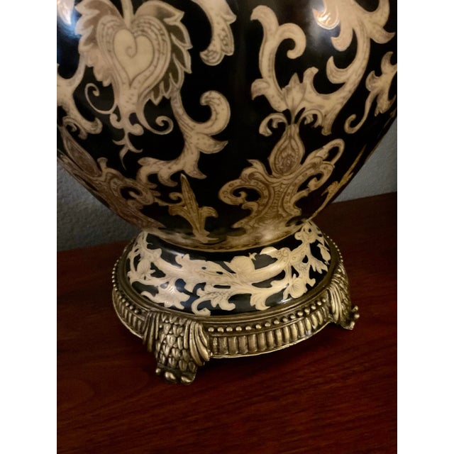 Metal Vintage Art Nouveau Hand Painted Vase For Sale - Image 7 of 11