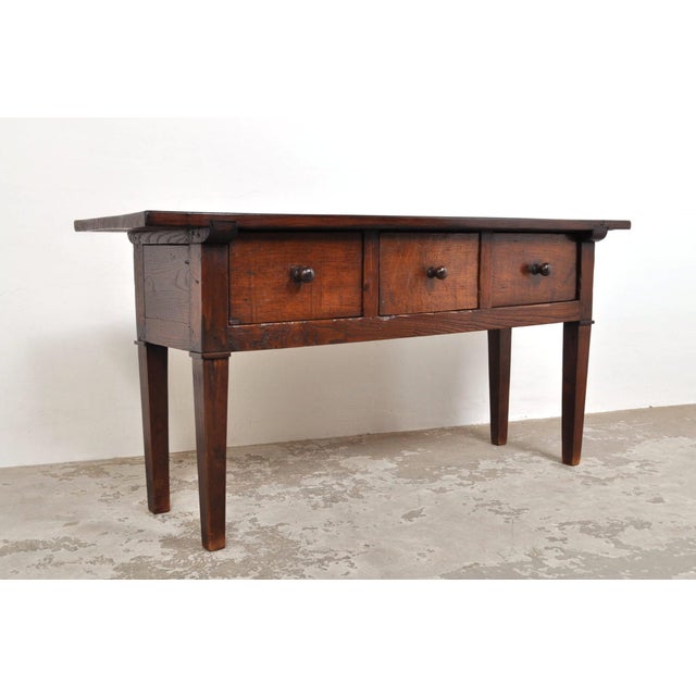 Wood Antique Spanish Side Table in Chestnut Wood, 1850s For Sale - Image 7 of 14