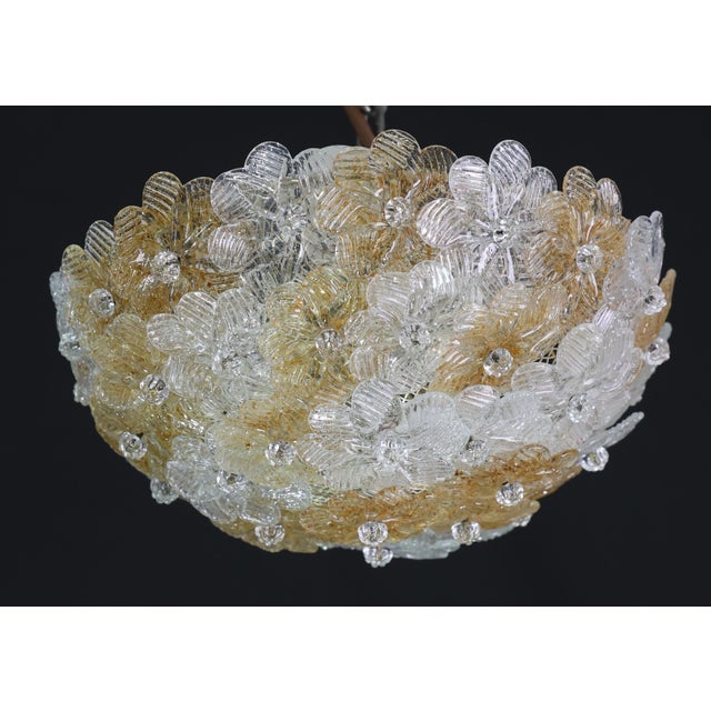 1980s 1980s Wonderful Orange and Transparent Murano Glass Ceiling Light Flower by Seguso For Sale - Image 5 of 12