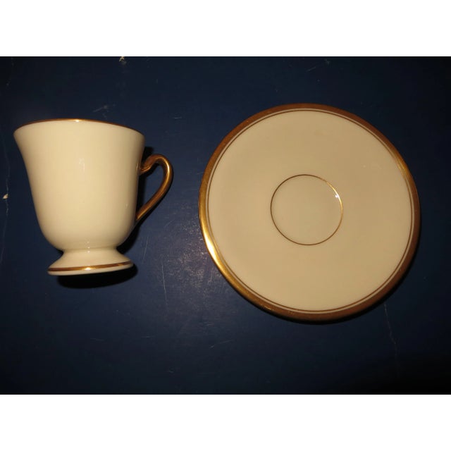 Cream 1970s Lenox China Tea Coffee Cups and Saucers 1603/86 Gold Trim- 22 Pieces For Sale - Image 8 of 9