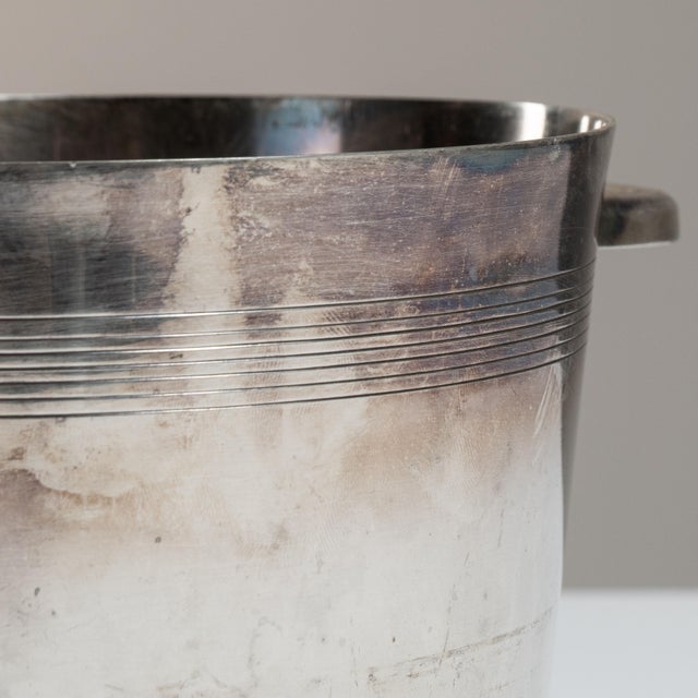 French Mid 20th Century France White Silver Ice Bucket For Sale - Image 3 of 15