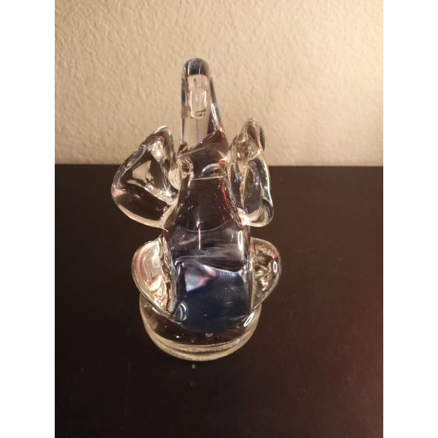 1980s Clear With Blue Hue Art Glass Trunk Up Elephant Figurine For Sale - Image 4 of 7