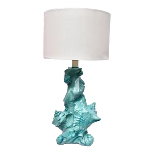Vintage Sirmos Table Lamp With Coastal Conch Shell Motif