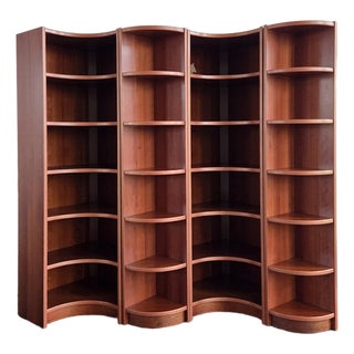 1980s Danish Modern Modular 4 Pc Corner Shelving Unit For Sale